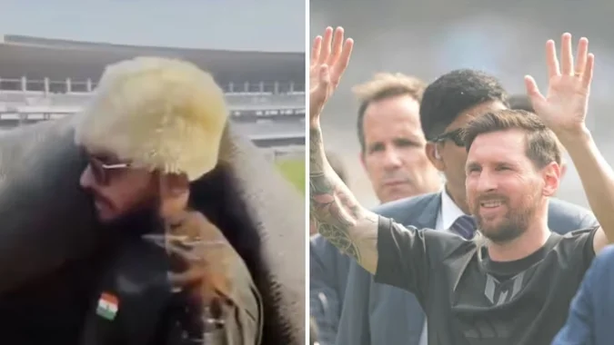 印球迷直接扛走现场地毯:没看到梅西,只看到政客